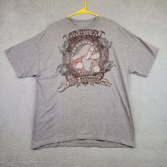 Walt Disney Shirt Adult XL Grumpy Gray Short Sleeve Crew Neck‎ Pullover - Picture 1 of 12